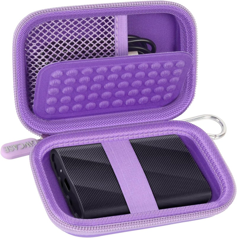 GWCASE Case Compatible with Samsung T9/ T7/ T7 Shield Portable SSD 1TB 2TB 4TB External Hard Drive, Storage Travel Carrying Holder Organizer for Solid State Drives & USB Cable (Box Only)-Purple - Image 1